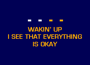 WAKIN' UP

I SEE THAT EVERYTHING
IS OKAY