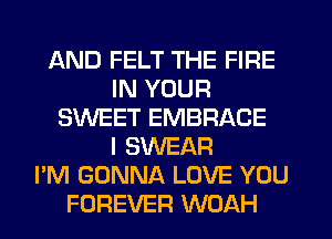 AND FELT THE FIRE
IN YOUR
SWEET EMBRACE
I SWEAR
I'M GONNA LOVE YOU
FOREVER WOAH