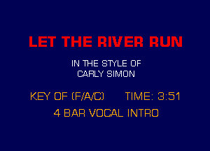 IN THE STYLE 0F
EARLY SIMON

KB OF IFIAJCJ TIME 8151
4 BAR VOCAL INTRO