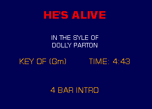 IN THE SYLE OF
DOLLY PAFH'UN

KEY OF (Gm) TIMEi 443

4 BAR INTRO