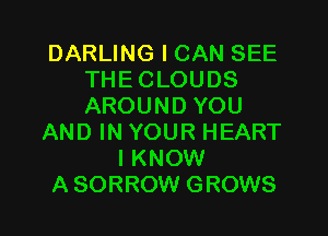 DARLING I CAN SEE
THECLOUDS
AROUND YOU

AND IN YOUR HEART

IKNOW

ASORROW GROWS