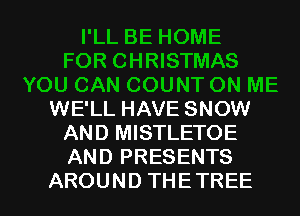 WE'LL HAVE SNOW
AND MISTLETOE
ANDPRESENTS

AROUND THETREE l