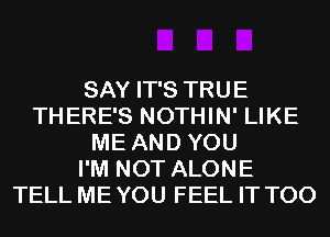 SAY IT'S TRUE
THERE'S NOTHIN' LIKE
ME AND YOU
I'M NOT ALONE
TELL MEYOU FEEL IT T00