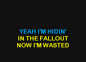 YEAH I'M HIDIN'
IN THE FALLOUT
NOW I'M WASTED