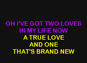 ATRUE LOVE
AND ONE
THAT'S BRAND NEW