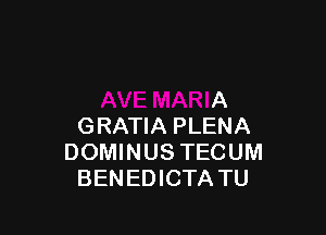 A

GRATIA PLENA
DOMINUS TECUM
BENEDICTA TU