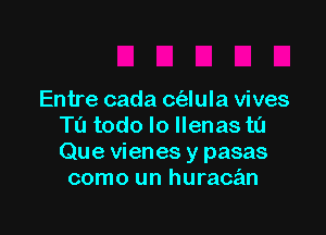 Entre cada c(alula vives

T0 todo lo llenas ta
Que vien es y pasas
como un huracan