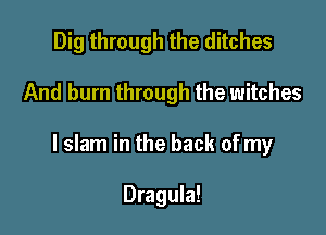 Dig through the ditches

And burn through the witches

l slam in the back of my

Dragula!
