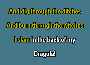 And dig through the ditches

And burn through the witches

l slam in the back of my

Dragula!