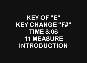 KEYOFE'
KEY CHANGE Fit

TIME 3i06
11 MEASURE
INTRODUCTION