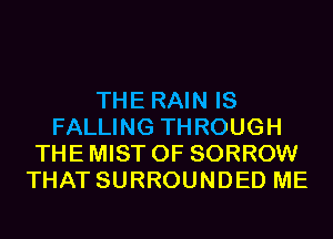 THE RAIN IS
FALLING THROUGH
THE MIST 0F SORROW
THAT SURROUNDED ME