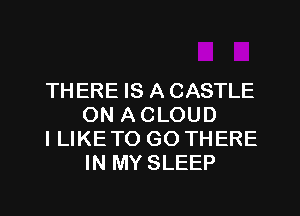 THERE IS ACASTLE
ON ACLOUD

I LIKE TO GO THERE
IN MY SLEEP