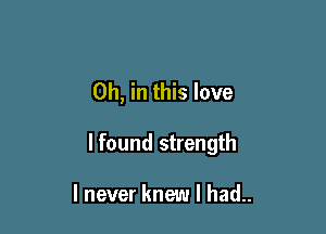 0h, in this love

lfound strength

I never knew I had..
