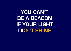 YOU CAN'T
BE A BEACON
IF YOUR LIGHT

DON'T SHINE