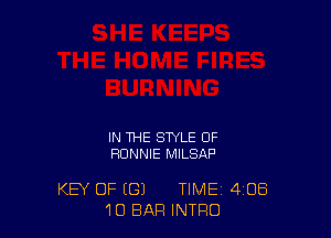 IN THE STYLE OF
RONNIE MILSAF'

KEY OF ((31 TIME 4'08
10 BAR INTRO