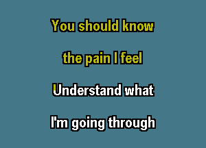 You should know
the pain I feel

Understand what

I'm going through