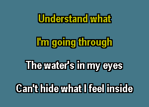 Understand what

I'm going through

The watefs in my eyes

Can't hide what I feel inside