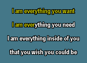 I am everything you want

I am everything you need

I am everything inside of you

that you wish you could be