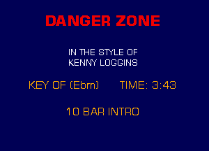 IN THE STYLE 0F
KENNY LOGGINS

KEY OF (Ebml TIME 343

10 BAR INTRO