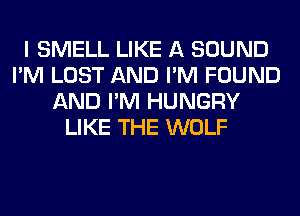 I SMELL LIKE A SOUND
I'M LOST AND I'M FOUND
AND I'M HUNGRY
LIKE THE WOLF