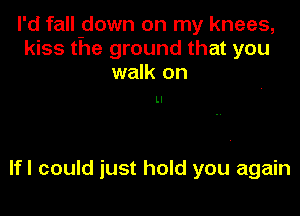 I'd fall-down on my knees,
kiss the ground that you
walk on

LI

lfl could just hold you again