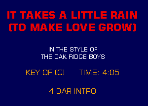 IN THE STYLE OF
THE OAK RIDGE BUYS

KEY OF (C) TIME 405

4 BAR INTRO