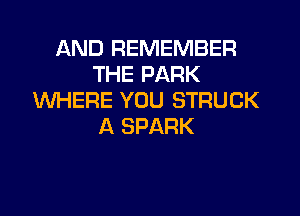AND REMEMBER
THE PARK
WHERE YOU STRUCK

A SPARK