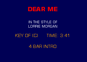 IN THE STYLE OF
LDRFIIE MORGAN

KEY OF (C) TIME13i41

4 BAR INTRO