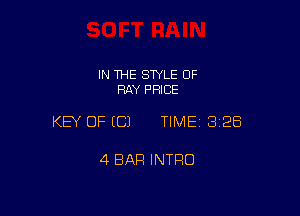 IN THE SWLE OF
RAY PRICE

KEY OF ECJ TIME 3128

4 BAR INTRO