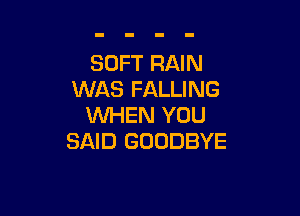 SOFT RAIN
WAS FALLING

WHEN YOU
SAID GOODBYE