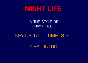 IN THE SWLE OF
RAY PRICE

KEY OF ((31 TIME 3188

4 BAR INTRO
