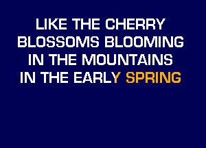 LIKE THE CHERRY
BLOSSOMS BLOOMING
IN THE MOUNTAINS
IN THE EARLY SPRING