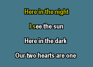 Here in the night

I see the sun
Here in the dark

Our two hearts are one