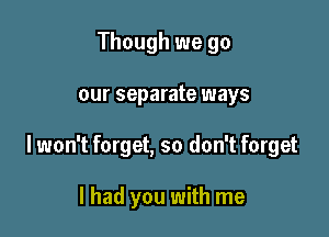 Though we go

our separate ways

lwon't forget, so don't forget

I had you with me