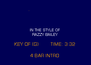 IN THE STYLE OF
RAZZY BAILEY

KEY OF (G) TIME 332

4 BAR INTRO