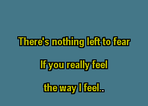 There's nothing left to fear

If you really feel

the way I feeL