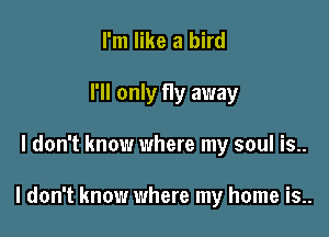 I'm like a bird
I'll only fly away

I don't know where my soul is..

I don't know where my home is..