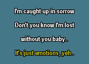 I'm caught up in sorrow
Don't you know I'm lost

without you baby..

lfs just emotions, yeh..