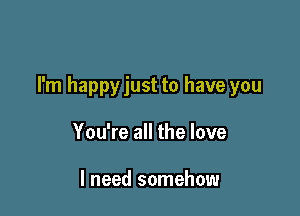 I'm happy just to have you

You're all the love

I need somehow