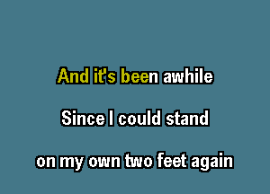 And it's been awhile

Since I could stand

on my own two feet again