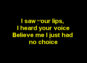 I saw your lips,
I heard your voice

Believe me I just had
no choice