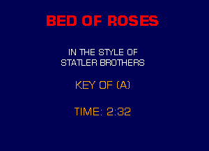IN THE SWLE OF
STATLER BROTHERS

KEY OF (A)

TIME12i32