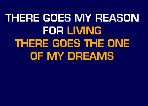 THERE GOES MY REASON
FOR LIVING
THERE GOES THE ONE
OF MY DREAMS