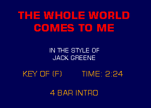 IN THE STYLE OF
JACK GREENE

KB OF (Fl TIME 224

4 BAR INTRO