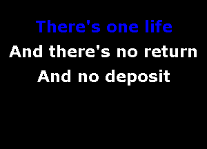 There's one life
And there's no return

And no deposit