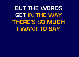 BUT THE WORDS
GET IN THE WAY
THERE'S SO MUCH

I WANT TO SAY