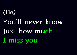 (He)

You'll never know

Just how much
I miss you