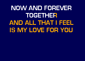 NOW AND FOREVER
TOGETHER

AND ALL THAT I FEEL

IS MY LOVE FOR YOU