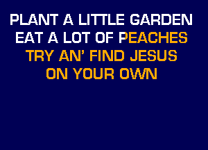 PLANT A LITTLE GARDEN
EAT A LOT OF PEACHES
TRY AN' FIND JESUS
ON YOUR OWN