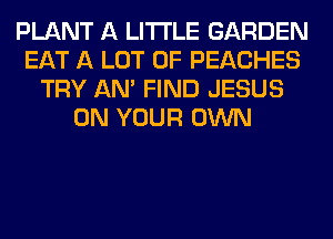 PLANT A LITTLE GARDEN
EAT A LOT OF PEACHES
TRY AN' FIND JESUS
ON YOUR OWN